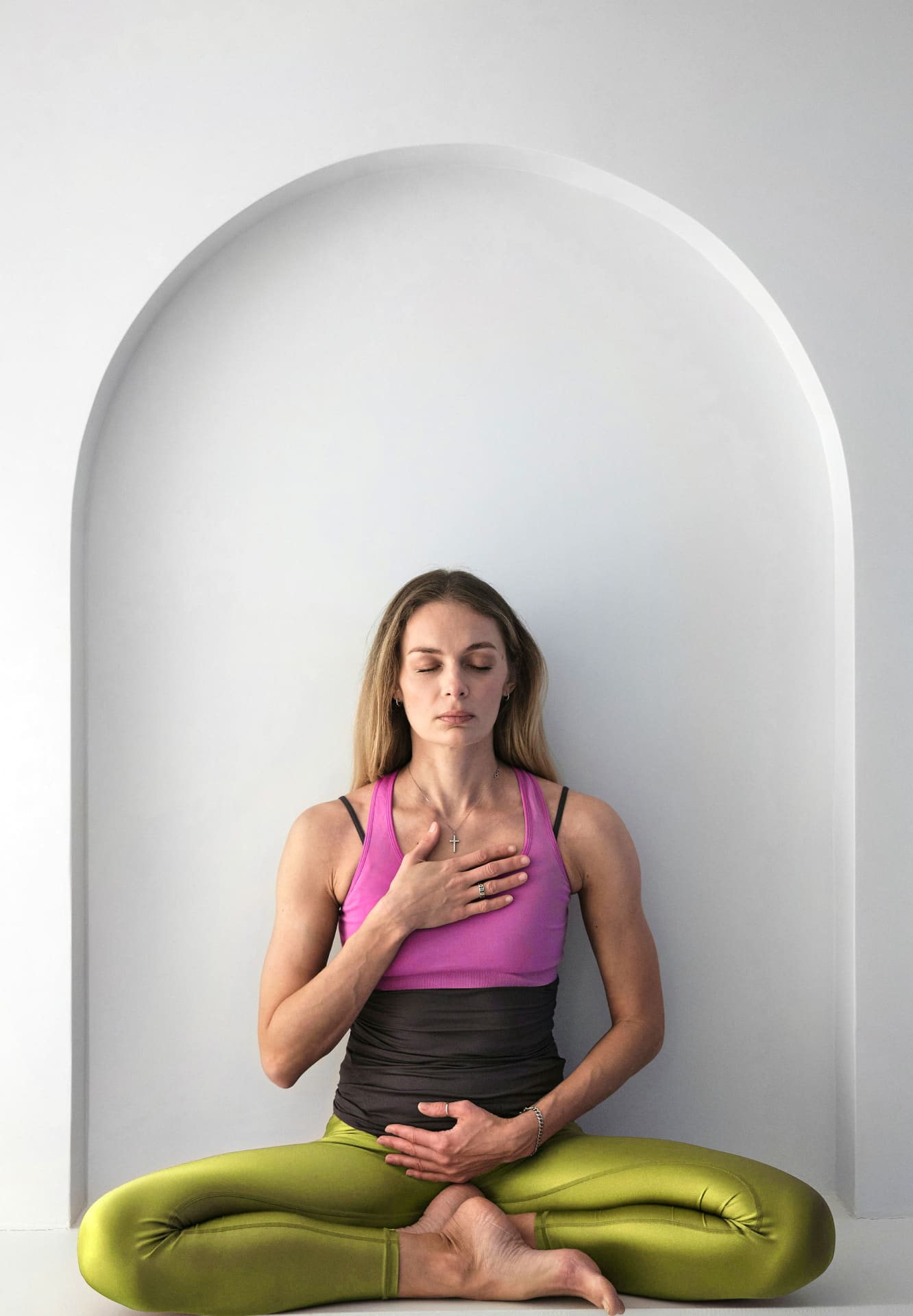 A person does yoga