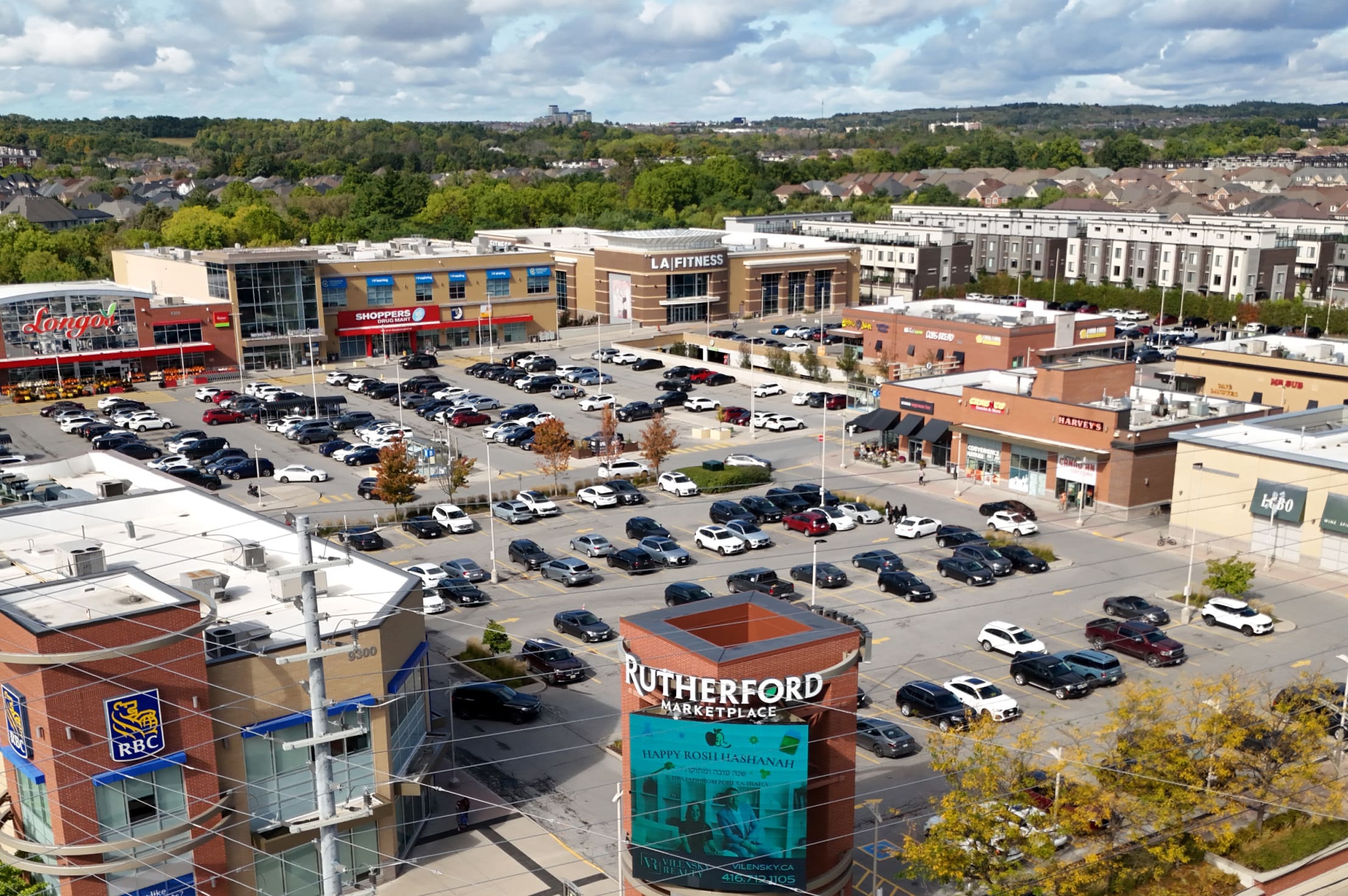 Aerial view of shopping mall